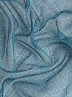 Thumbnail for Turquoise Kanjeevaram Silk Digital Print Geomatric Saree with Unstitched Blouse - Hiral Fashion - Distacart