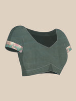 Thumbnail for Turquoise Kanjeevaram Silk Digital Print Geomatric Saree with Unstitched Blouse - Hiral Fashion - Distacart