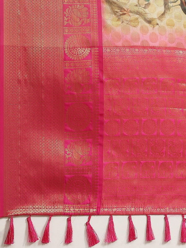 Multicolor Art Silk Printed Polka Dots Saree with Unstitched Blouse - Hiral Fashion - Distacart