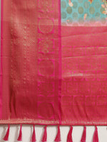 Thumbnail for Turquoise Art Silk Printed Polka Dots Saree with Unstitched Blouse - Hiral Fashion - Distacart