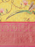 Thumbnail for Yellow Art Silk Printed Polka Dots Saree with Unstitched Blouse - Hiral Fashion - Distacart