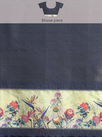 Thumbnail for Mustard Kanjeevaram Silk Digital Print Floral Saree with Unstitched Blouse - Hiral Fashion - Distacart