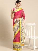 Thumbnail for Red Kanjeevaram Silk Digital Print Floral Saree with Unstitched Blouse - Hiral Fashion - Distacart