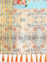 Thumbnail for Blue Art Silk Printed Floral Saree with Unstitched Blouse - Hiral Fashion - Distacart