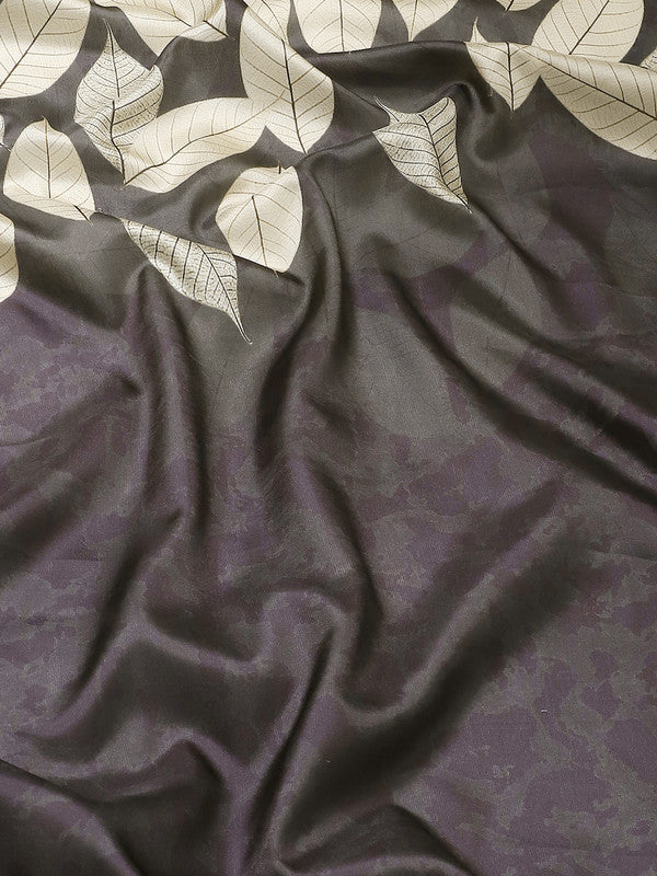 Black Art Silk Printed Floral Saree with Unstitched Blouse - Hiral Fashion - Distacart