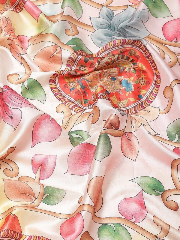 Pink Art Silk Digital Print Floral Saree with Unstitched Blouse - Hiral Fashion - Distacart