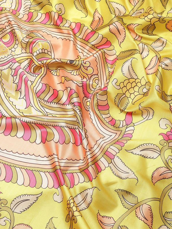 Green Art Silk Digital Print Floral Saree with Unstitched Blouse - Hiral Fashion - Distacart