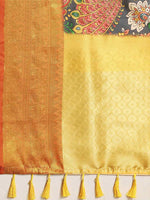 Thumbnail for Black Art Silk Printed Kalamkari Saree with Unstitched Blouse - Hiral Fashion - Distacart