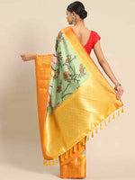 Thumbnail for Green Art Silk Printed Kalamkari Saree with Unstitched Blouse - Hiral Fashion - Distacart