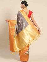 Thumbnail for Gray Art Silk Printed Kalamkari Saree with Unstitched Blouse - Hiral Fashion - Distacart