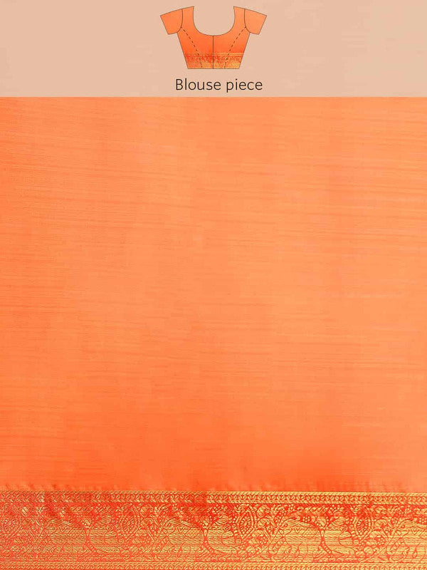 Peach Art Silk Printed Kalamkari Saree with Unstitched Blouse - Hiral Fashion - Distacart