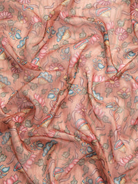 Thumbnail for Peach Munga Silk Digital Print Floral Saree with Unstitched Blouse - Hiral Fashion