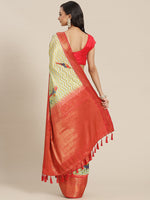 Thumbnail for Green Art Silk Printed Abstract Saree with Unstitched Blouse - Hiral Fashion - Distacart