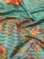Thumbnail for Turquoise Art Silk Printed Abstract Saree with Unstitched Blouse - Hiral Fashion - Distacart