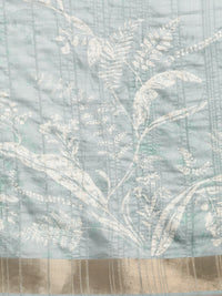 Thumbnail for Gray Silk Blend Digital Print Floral Saree with Unstitched Blouse - Hiral Fashion