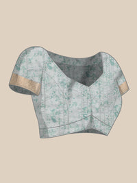 Thumbnail for Gray Silk Blend Digital Print Floral Saree with Unstitched Blouse - Hiral Fashion