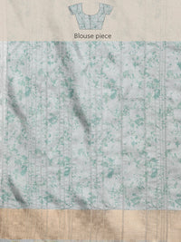 Thumbnail for Gray Silk Blend Digital Print Floral Saree with Unstitched Blouse - Hiral Fashion