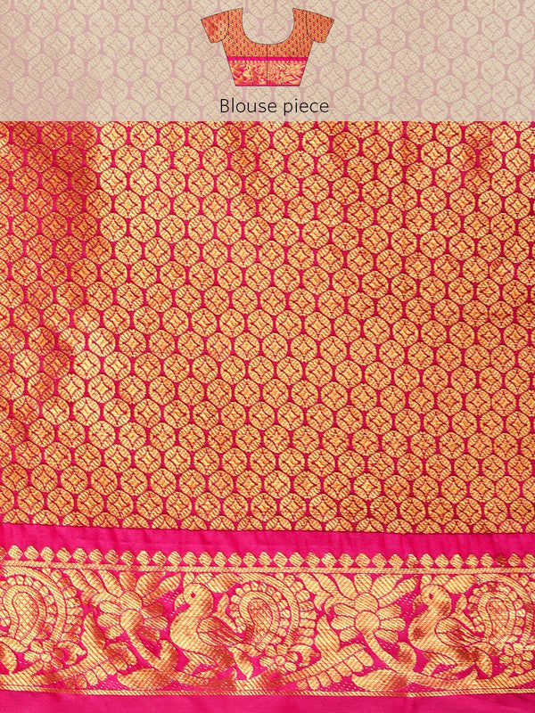 Black Pure Silk Woven Zari Design Polka Dots Saree with Unstitched Blouse - Hiral Fashion - Distacart