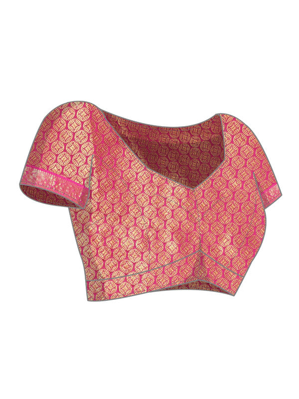 Green Pure Silk Woven Zari Design Polka Dots Saree with Unstitched Blouse - Hiral Fashion - Distacart