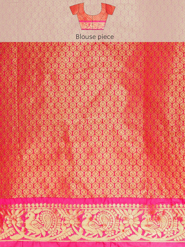 Mustard Pure Silk Woven Zari Design Polka Dots Saree with Unstitched Blouse - Hiral Fashion - Distacart