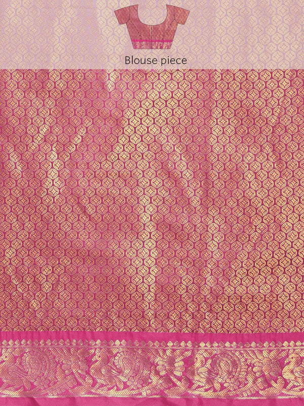 Navy Blue Pure Silk Woven Zari Design Polka Dots Saree with Unstitched Blouse - Hiral Fashion - Distacart