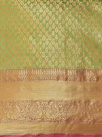 Thumbnail for Green Brocade Woven Zari Design Paisely Saree with Unstitched Blouse - Hiral Fashion - Distacart