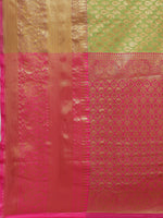 Thumbnail for Green Brocade Woven Zari Design Paisely Saree with Unstitched Blouse - Hiral Fashion - Distacart