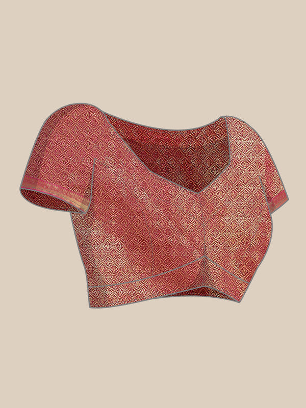 Green Brocade Woven Zari Design Paisely Saree with Unstitched Blouse - Hiral Fashion - Distacart