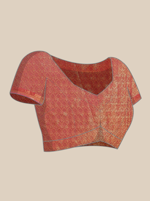 Navy Blue Brocade Woven Zari Design Paisely Saree with Unstitched Blouse - Hiral Fashion - Distacart