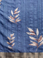 Thumbnail for Blue Silk Blend Digital Print Floral Saree with Unstitched Blouse - Hiral Fashion - Distacart