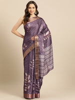 Thumbnail for Lavender Silk Blend Digital Print Floral Saree with Unstitched Blouse - Hiral Fashion - Distacart