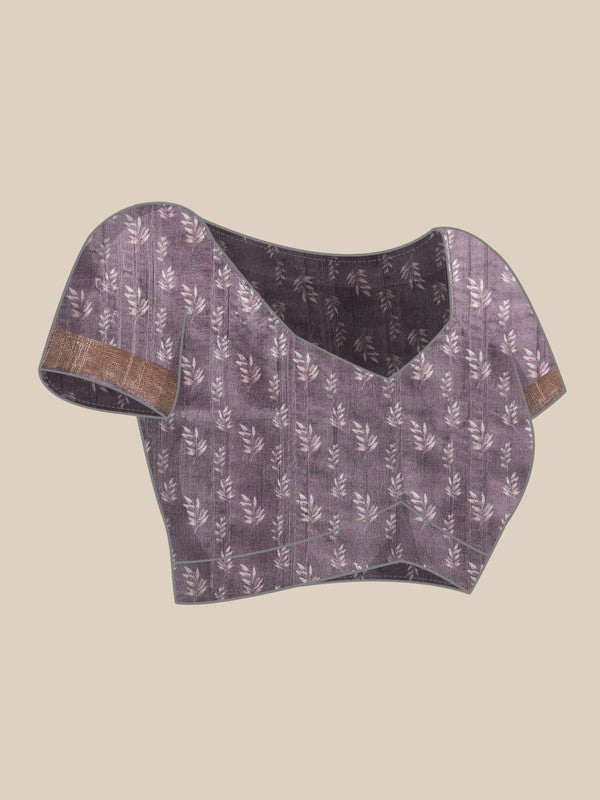 Lavender Silk Blend Digital Print Floral Saree with Unstitched Blouse - Hiral Fashion - Distacart