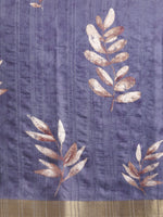 Thumbnail for Royal Blue Silk Blend Digital Print Floral Saree with Unstitched Blouse - Hiral Fashion - Distacart