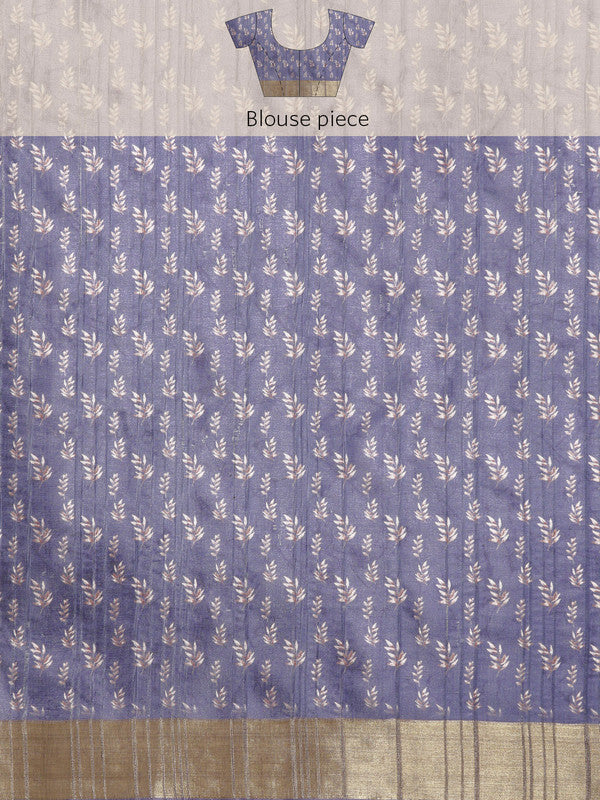 Royal Blue Silk Blend Digital Print Floral Saree with Unstitched Blouse - Hiral Fashion - Distacart