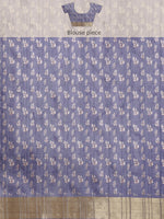 Thumbnail for Royal Blue Silk Blend Digital Print Floral Saree with Unstitched Blouse - Hiral Fashion - Distacart