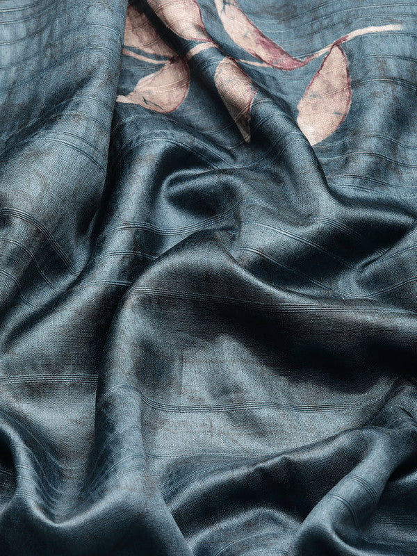 Turquoise Silk Blend Digital Print Floral Saree with Unstitched Blouse - Hiral Fashion - Distacart