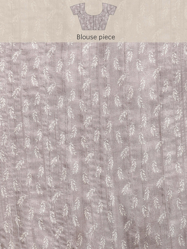 Brown Silk Blend Digital Print Floral Saree with Unstitched Blouse - Hiral Fashion - Distacart