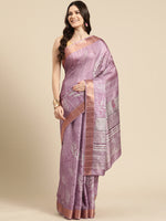Thumbnail for Lavender Silk Blend Digital Print Floral Saree with Unstitched Blouse - Hiral Fashion - Distacart