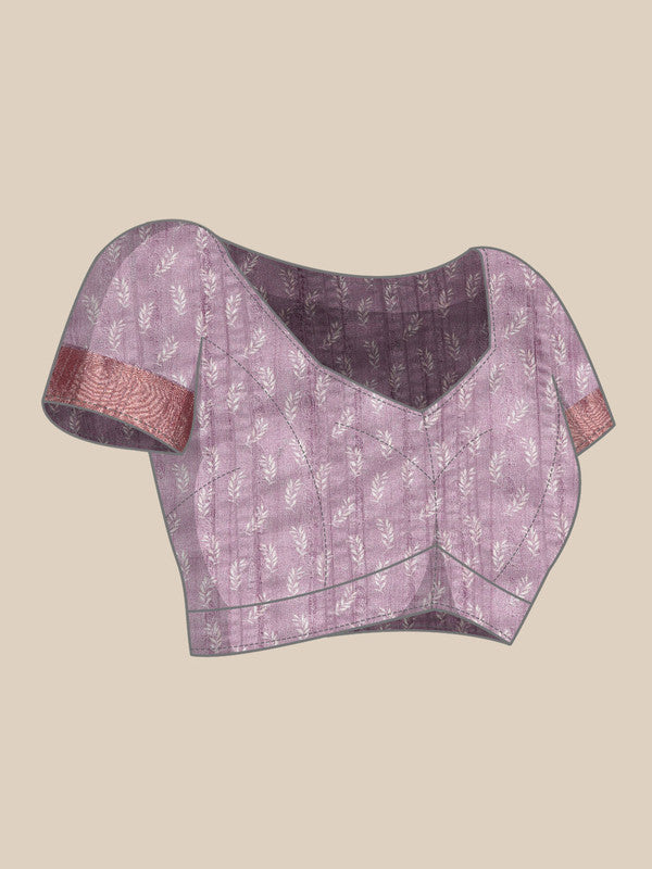 Lavender Silk Blend Digital Print Floral Saree with Unstitched Blouse - Hiral Fashion - Distacart