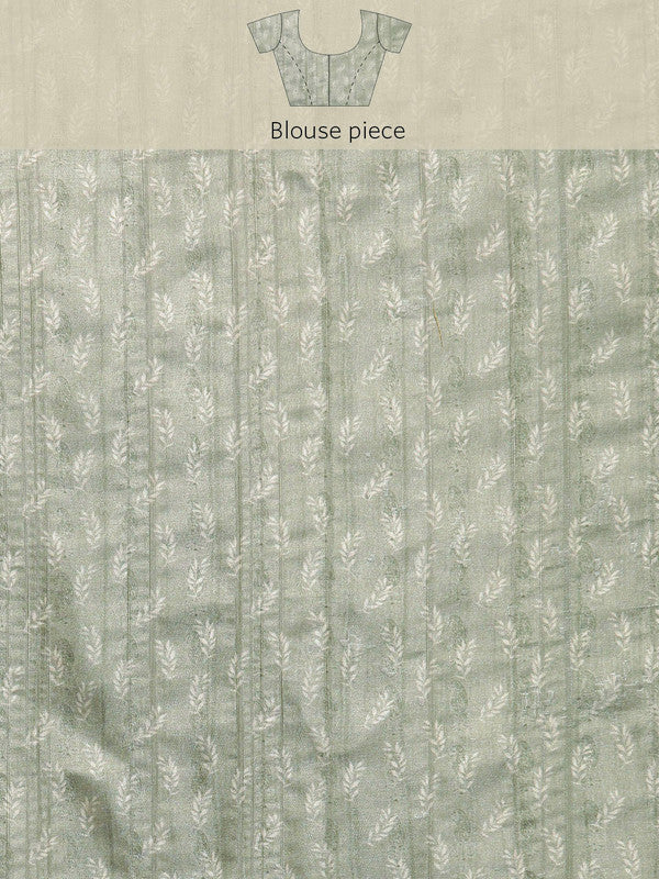 Olive Silk Blend Digital Print Floral Saree with Unstitched Blouse - Hiral Fashion - Distacart