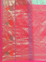 Thumbnail for Turquoise Art Silk Woven Zari Design Ethnic Motifs Saree with Unstitched Blouse - Hiral Fashion - Distacart