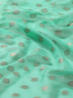 Thumbnail for Turquoise Art Silk Woven Zari Design Ethnic Motifs Saree with Unstitched Blouse - Hiral Fashion - Distacart