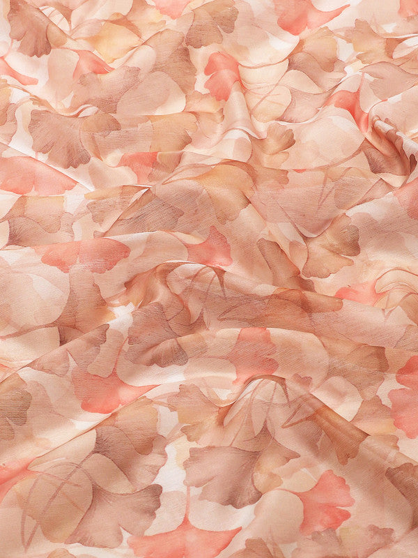 Beige Pure Cotton Printed Floral Saree with Unstitched Blouse - Hiral Fashion - Distacart