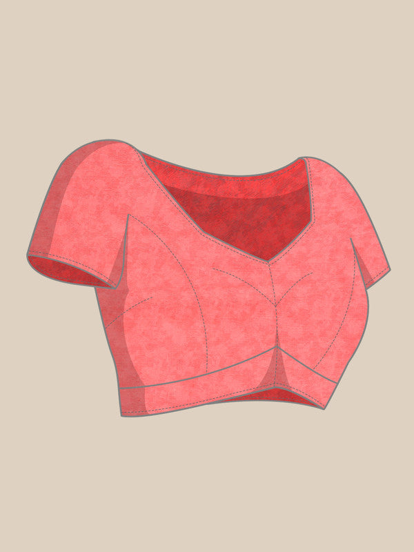 Orange Pure Cotton Printed Floral Saree with Unstitched Blouse - Hiral Fashion - Distacart