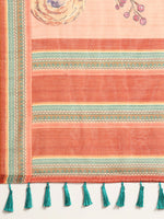 Thumbnail for Peach Pure Cotton Printed Floral Saree with Unstitched Blouse - Hiral Fashion - Distacart