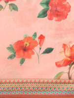 Thumbnail for Pink Pure Cotton Printed Floral Saree with Unstitched Blouse - Hiral Fashion - Distacart