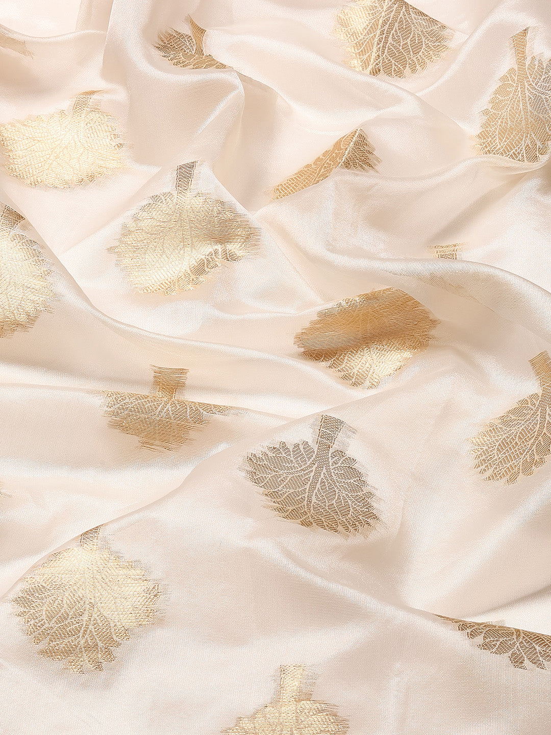 White Silk Blend Woven Zari Design Floral Saree with Unstitched Blouse - Hiral Fashion