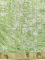 Thumbnail for Green Silk Blend Digital Print Floral Saree with Unstitched Blouse - Hiral Fashion - Distacart