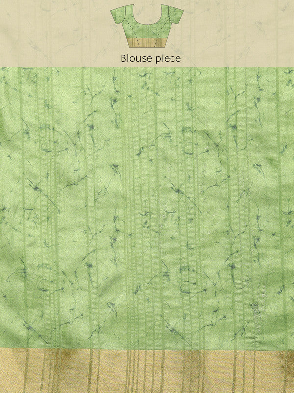 Green Silk Blend Digital Print Floral Saree with Unstitched Blouse - Hiral Fashion - Distacart