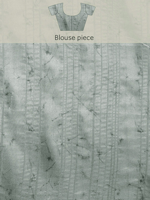 Gray Silk Blend Digital Print Floral Saree with Unstitched Blouse - Hiral Fashion - Distacart